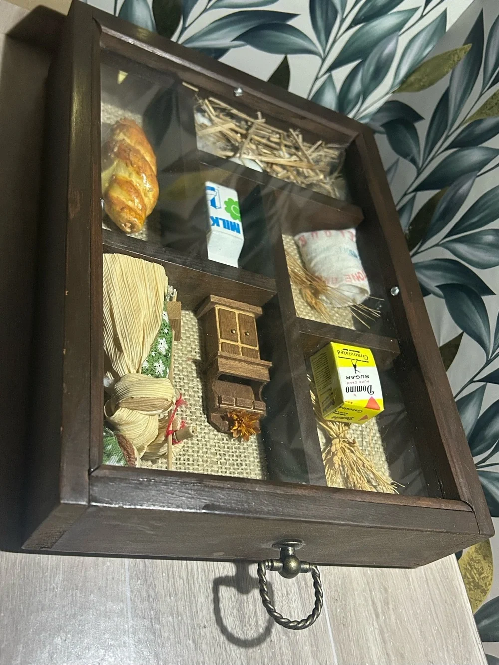 Vintage Wooden Glass-Front Shadow Box Miniatures Wall Decor